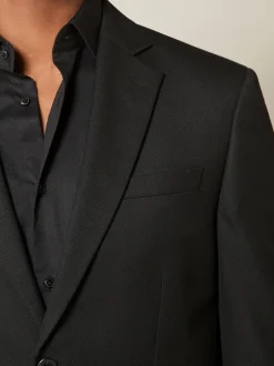 Blazers En Business-Jasjes|Pakken|Next - Normale Pasvorm - Kostuum met textuur: colbert Zwart