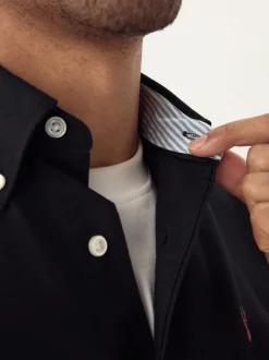 Formele Overhemden|Shirts|Next Zwart - Normale Pasvorm - Oxford-overhemd met korte mouwen