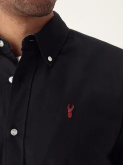 Formele Overhemden|Shirts|Next Zwart - Normale Pasvorm - Oxford-overhemd met korte mouwen
