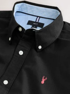 Formele Overhemden|Shirts|Next Zwart - Normale Pasvorm - Oxford-overhemd met korte mouwen