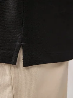 Poloshirts|T-Shirts En Hemden|Next Zwart - Normale Pasvorm - Piqué polo met lange mouwen