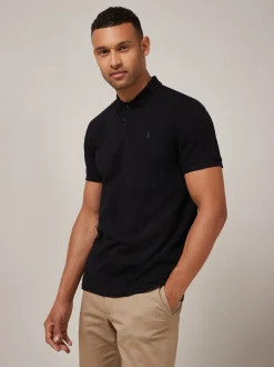 Poloshirts|Next Zwart - Normale Pasvorm - Piqué poloshirt met korte mouwen
