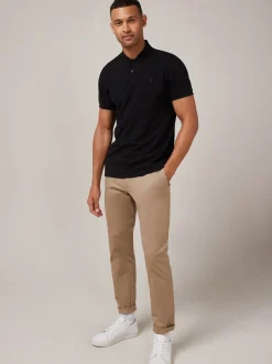 Poloshirts|Next Zwart - Normale Pasvorm - Piqué poloshirt met korte mouwen
