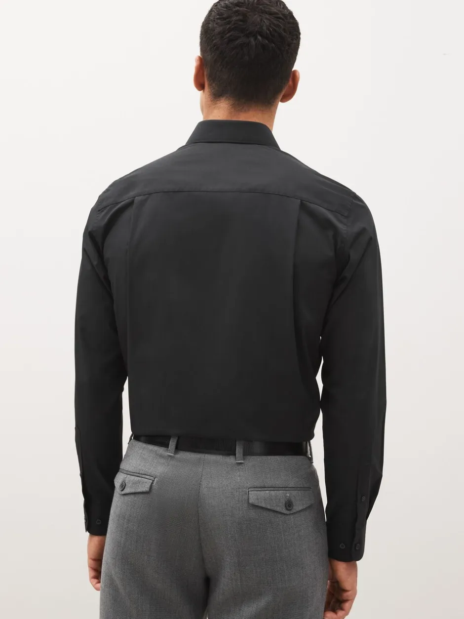 Formele Overhemden|Shirts*Next Zwart - Normale Pasvorm - Strijkvrij net overhemd met enkele manchet