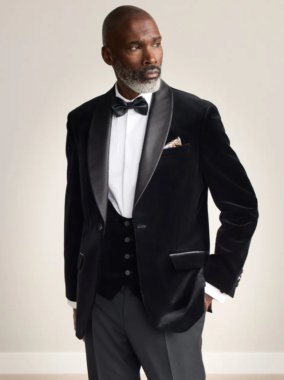 Smokings En Feestkleding*Next - Normale Pasvorm - Signature Pontoglio Italiaanse fluwelen blazer met sjaalkraag Zwart