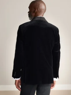Smokings En Feestkleding*Next - Normale Pasvorm - Signature Pontoglio Italiaanse fluwelen blazer met sjaalkraag Zwart