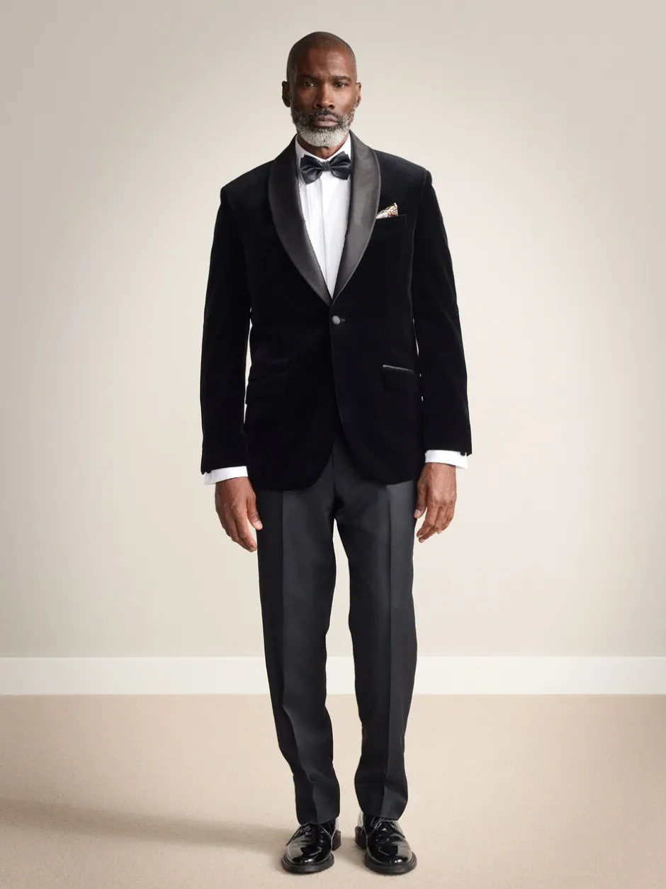 Smokings En Feestkleding*Next - Normale Pasvorm - Signature Pontoglio Italiaanse fluwelen blazer met sjaalkraag Zwart