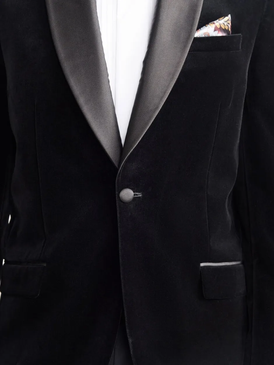 Smokings En Feestkleding*Next - Normale Pasvorm - Signature Pontoglio Italiaanse fluwelen blazer met sjaalkraag Zwart