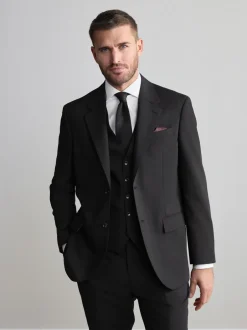 Blazers En Business-Jasjes|Pakken*Next - Normale Pasvorm - Signature Nova Fides 100% Italian Wool Suit Jacket Zwart