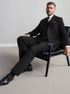 Blazers En Business-Jasjes|Pakken*Next - Normale Pasvorm - Signature Nova Fides 100% Italian Wool Suit Jacket Zwart