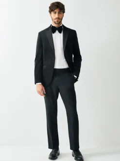 Smokings En Feestkleding|Broeken En Chino's*Next Zwart - Normale Pasvorm - Smokingpantalon met biesdetail en textuur