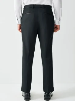 Smokings En Feestkleding|Broeken En Chino's*Next Zwart - Normale Pasvorm - Smokingpantalon met biesdetail en textuur