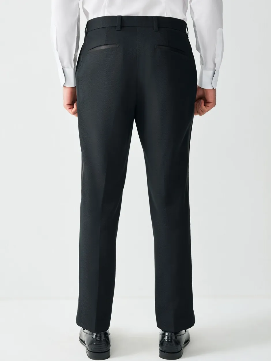 Smokings En Feestkleding|Broeken En Chino's*Next Zwart - Normale Pasvorm - Smokingpantalon met biesdetail en textuur