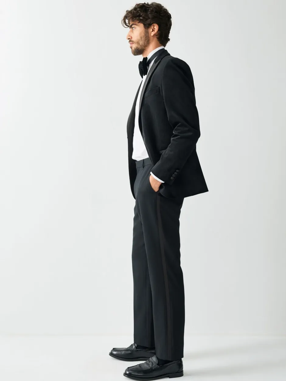Smokings En Feestkleding|Broeken En Chino's*Next Zwart - Normale Pasvorm - Smokingpantalon met biesdetail en textuur
