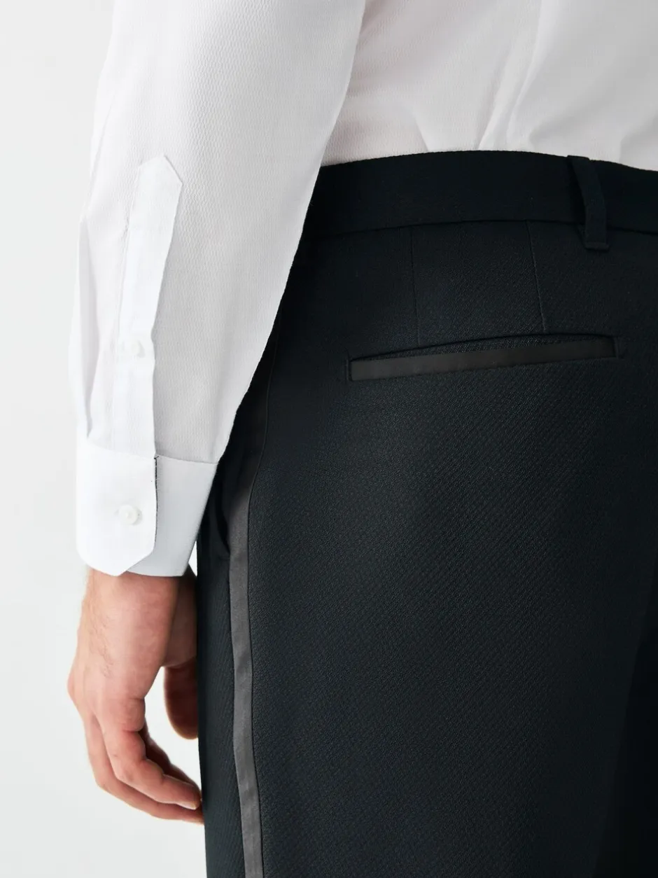Smokings En Feestkleding|Broeken En Chino's*Next Zwart - Normale Pasvorm - Smokingpantalon met biesdetail en textuur