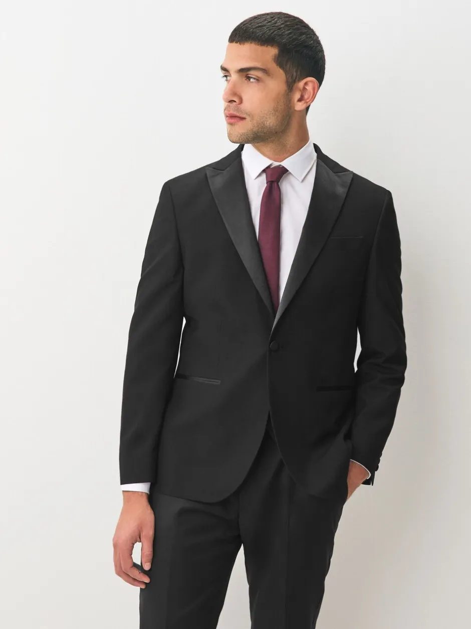 Smokings En Feestkleding|Blazers En Business-Jasjes|Next Zwart - Normale Pasvorm - Smoking: colbert
