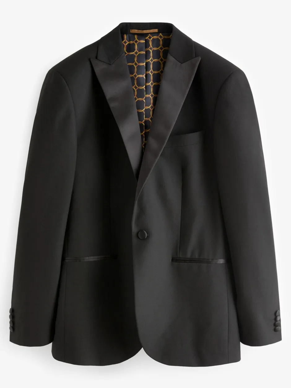 Smokings En Feestkleding|Blazers En Business-Jasjes|Next Zwart - Normale Pasvorm - Smoking: colbert