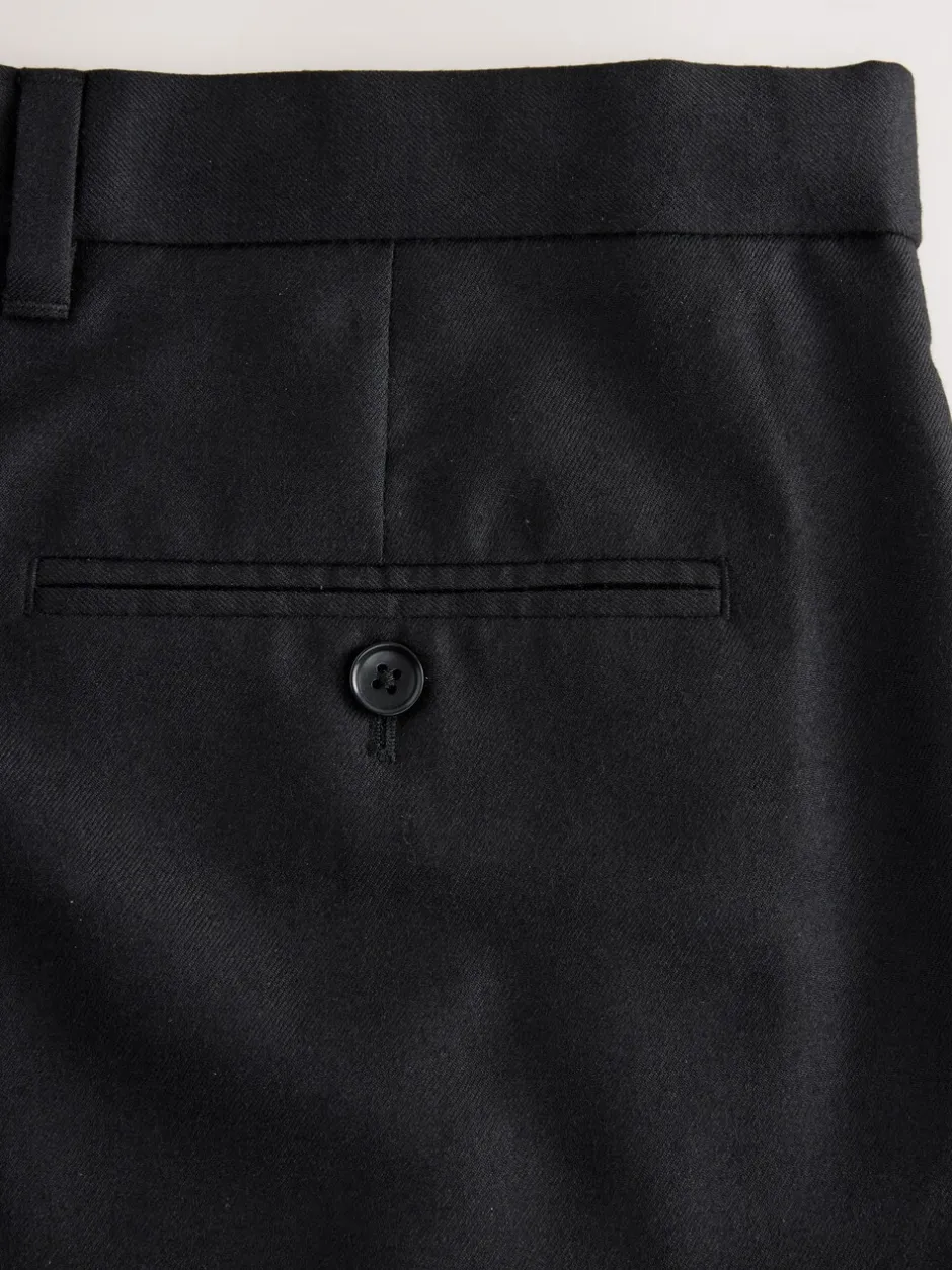 Formele Broek|Next - Normale Pasvorm - Signature - 100% Wollen broek met Motion Flex-tailleband Zwart
