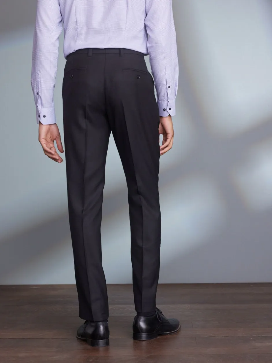 Formele Broek|Next - Normale Pasvorm - Signature - 100% Wollen broek met Motion Flex-tailleband Zwart