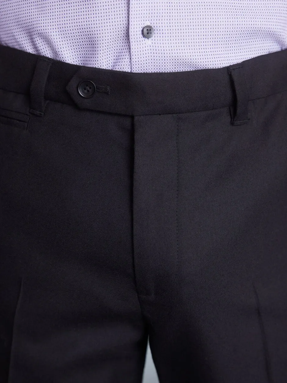 Formele Broek|Next - Normale Pasvorm - Signature - 100% Wollen broek met Motion Flex-tailleband Zwart