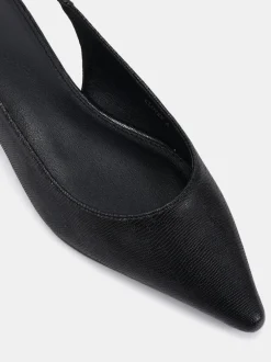 Lage Schoenen|Novo - Clover Point Toe Low Heel Slingback Shoes Zwart