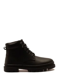 Boots|Off The Hook - Jones Leren Vetersluiting Casual Enkelboots Zwart