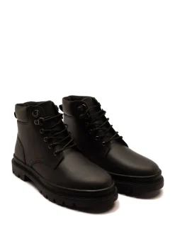 Boots|Off The Hook - Jones Leren Vetersluiting Casual Enkelboots Zwart