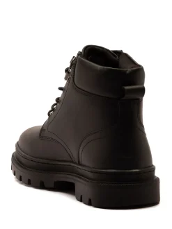 Boots|Off The Hook - Jones Leren Vetersluiting Casual Enkelboots Zwart