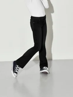 Jeans*ONLY KIDS - ONLY - Kinderjeans met uitlopende pijpen en verstelbare taille Zwart