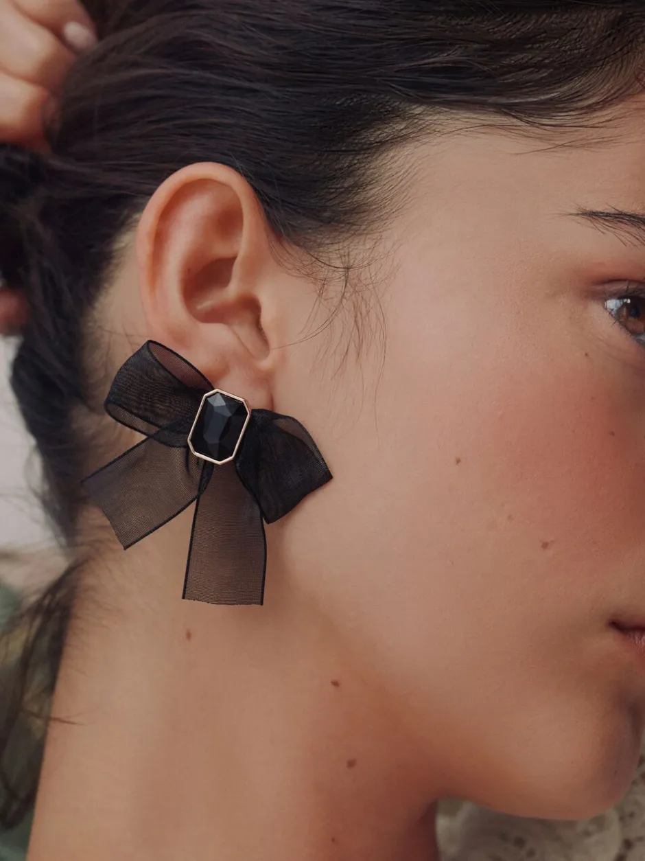 Sieraden*Next Zwart - Organza Bow Stud Earrings