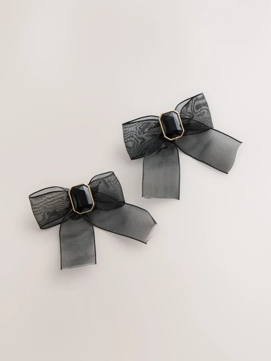 Sieraden*Next Zwart - Organza Bow Stud Earrings