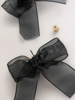 Sieraden*Next Zwart - Organza Bow Stud Earrings