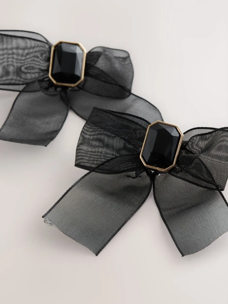 Sieraden*Next Zwart - Organza Bow Stud Earrings