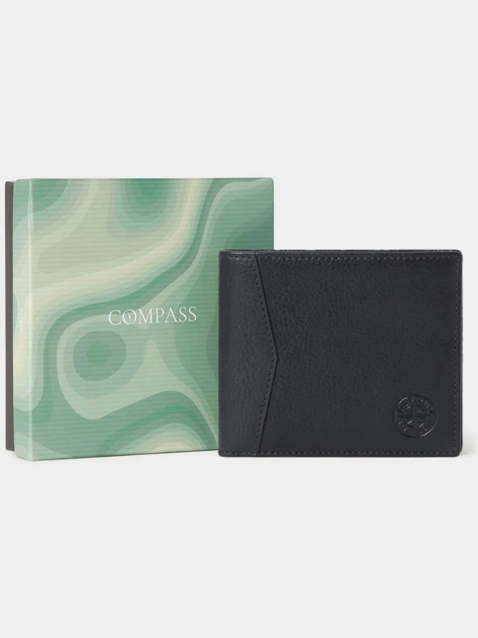 Portemonnees|Osprey London - The Compass leren muntenportemonnee Zwart