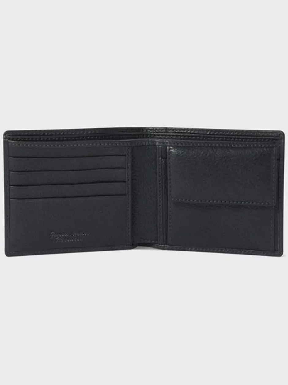 Portemonnees|Osprey London - The Compass leren muntenportemonnee Zwart