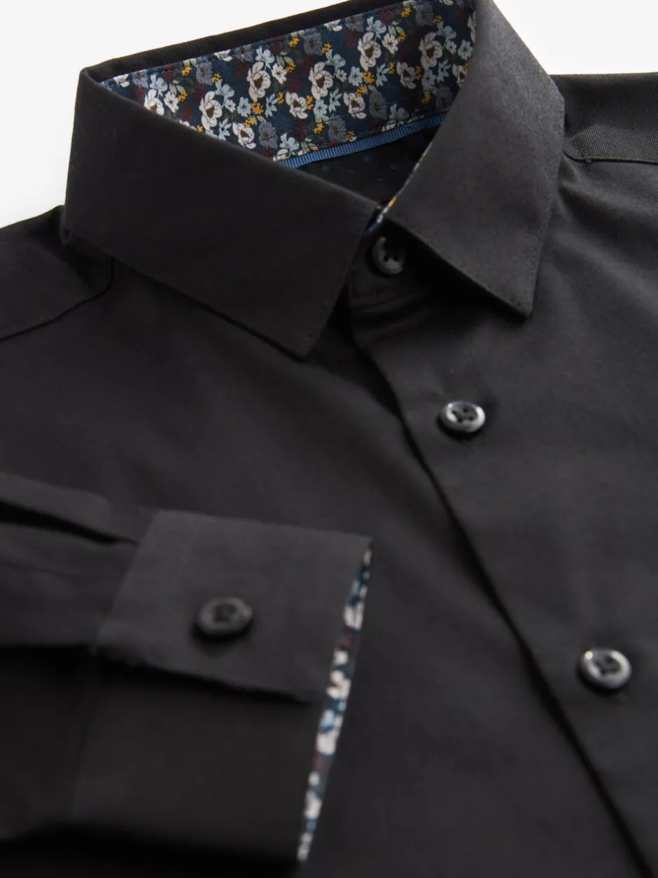 Shirts|Next Zwart - Overhemd met contrasterende afwerking en lange mouwen (3 - 16 jr)