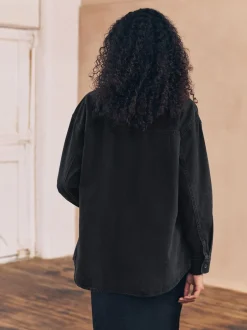 Blouses En Overhemden|Tops En T-Shirts*Next Zwart - Oversized denim overhemd
