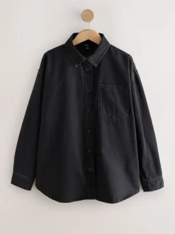 Blouses En Overhemden|Tops En T-Shirts*Next Zwart - Oversized denim overhemd