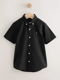 Shirts*Next Zwart - Oxford-overhemd met korte mouwen mouwen en hoog aandeel katoen (3-16 jr)