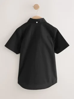 Shirts*Next Zwart - Oxford-overhemd met korte mouwen mouwen en hoog aandeel katoen (3-16 jr)