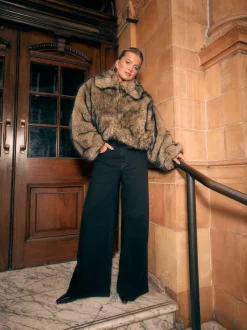 Jeans*Next - Palazzo-jeans met hoge taille en wijde pijpen Zwart
