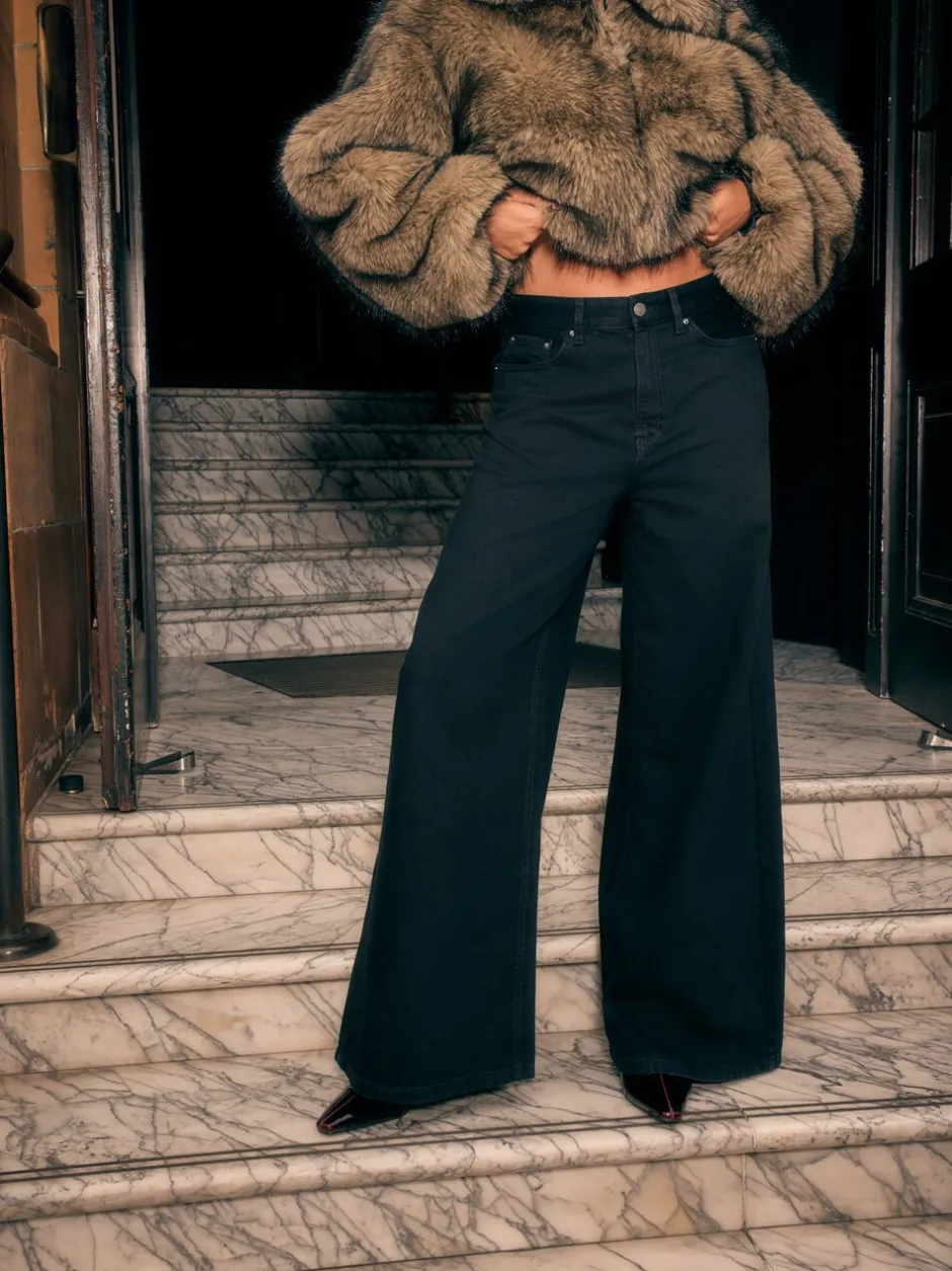 Jeans*Next - Palazzo-jeans met hoge taille en wijde pijpen Zwart