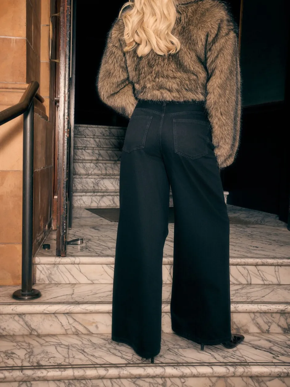 Jeans*Next - Palazzo-jeans met hoge taille en wijde pijpen Zwart