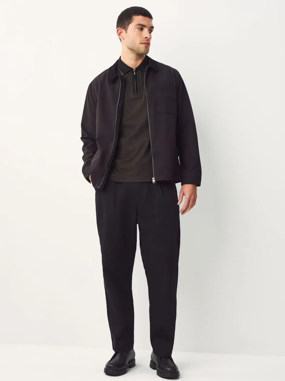 Poloshirts*Next - Pattern Quarter Zip Polo Shirt Zwart