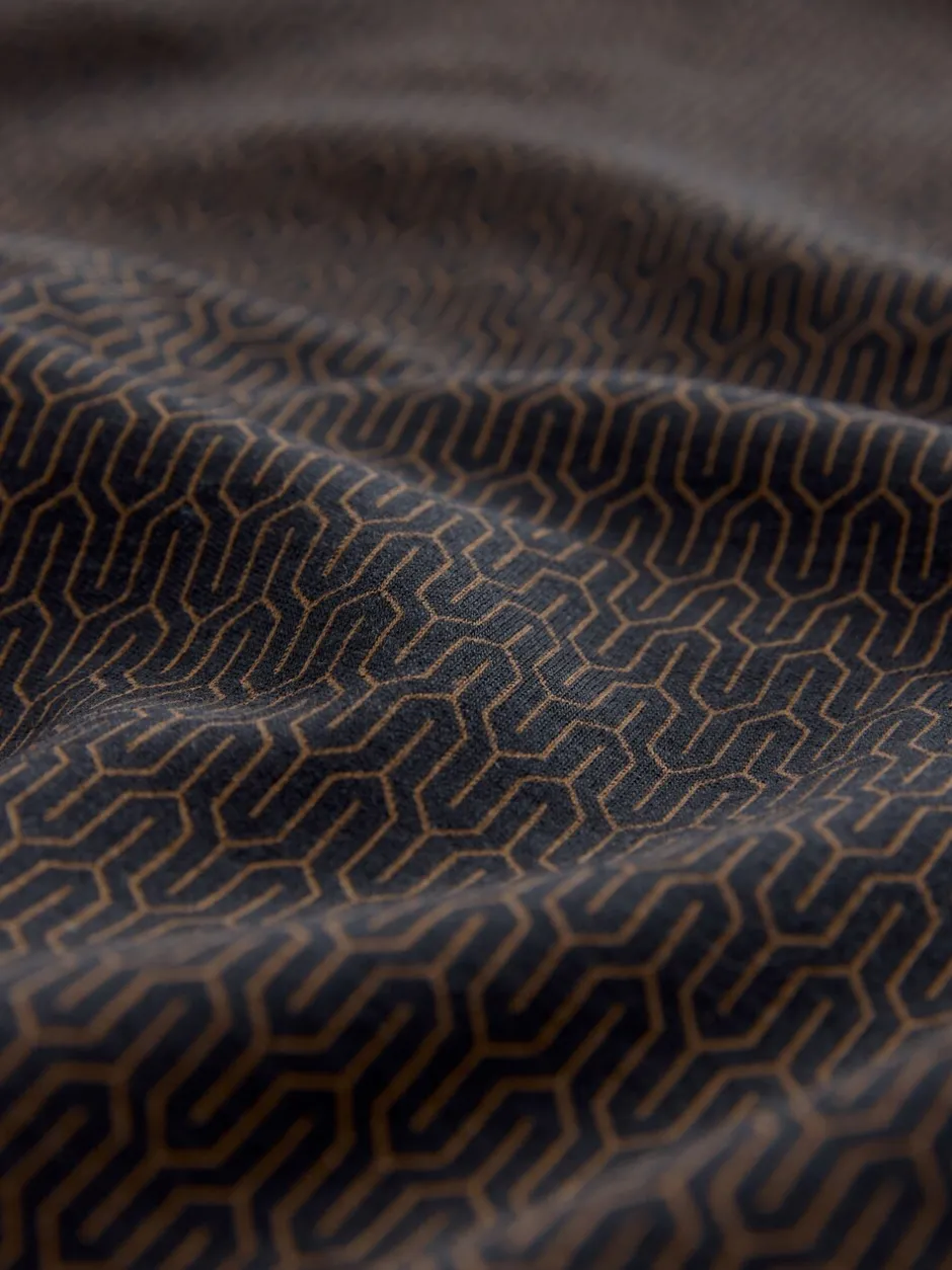 Poloshirts*Next - Pattern Quarter Zip Polo Shirt Zwart