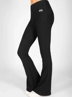 Sportkleding|Leggings En Joggingbroeken*Pineapple - dames geribbelde uitlopende leggings Zwart