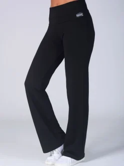 Leggings En Joggingbroeken|Sportkleding|Pineapple - jersey broek met vouwtailleband voor dames Zwart