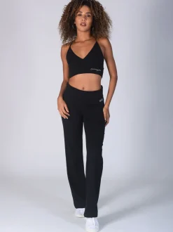 Leggings En Joggingbroeken|Sportkleding|Pineapple - jersey broek met vouwtailleband voor dames Zwart