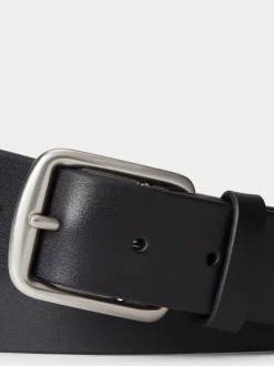 Riemen En Bretels*Polo Ralph Lauren - - Saddle leren riem met logo Zwart