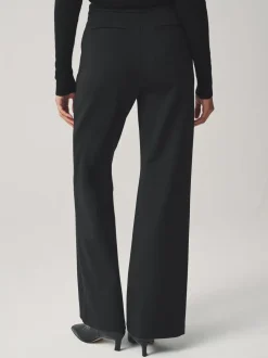 Broeken|Next - Ponte Broek met Wijde pijpen en goudkleurige knoopdetails Zwart
